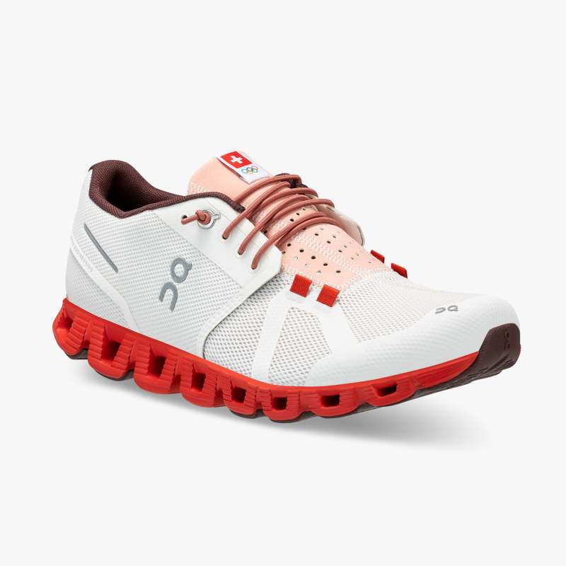 Women's On Cloud Swiss Olympic-Red | White - Click Image to Close