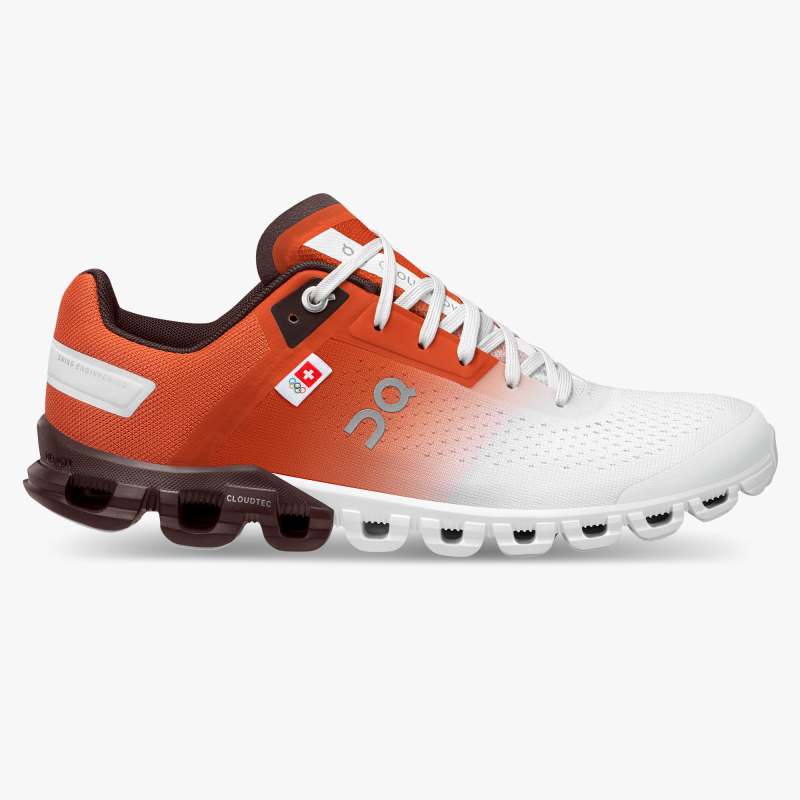 Women's On Cloudflow Swiss Olympic-Swiss Olympic Rust | White - Click Image to Close